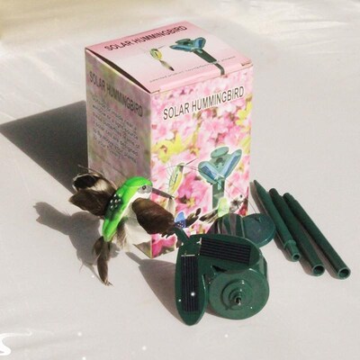3-1PCS Solar Powered Flying Humming Bird Dancing Fluttering