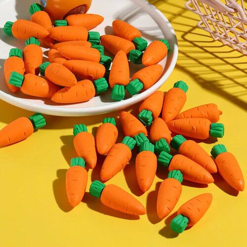 10Pcs/Lot Cute Cartoon Carrot Rubber Creative 3D Vegetable E