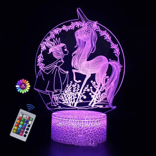Unicorn Night Light for Kids 3D Night Lamp 16 Colors Changes