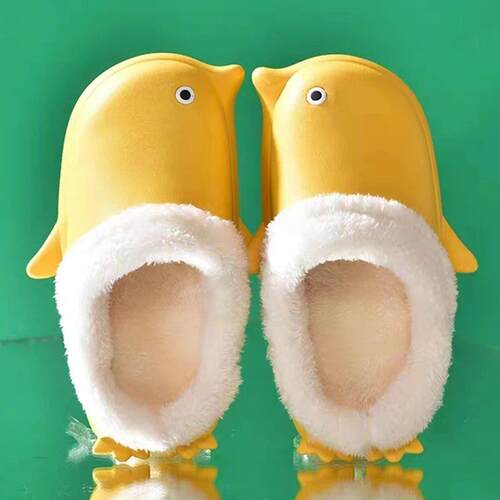 Winter Women Warm Slipper Penguin Design Short Plush Fur Fli