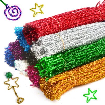 30/50/100pcs Glitter Chenille Stems Pipe Cleaners Plush Tins