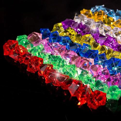 100PCS Plastic Gems Grains Colorful Small Stones Jewels Acry