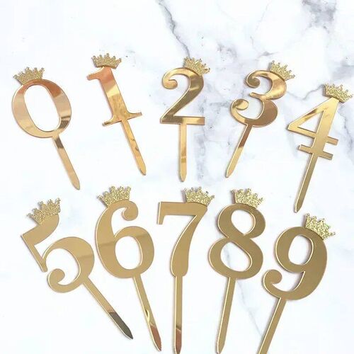 Acrylic Glitter Crown Numbers Happy Birthday Cake Topper  s