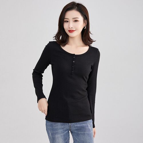New Autumn Winter Women Cotton Long Sleeve Tshirts Fashion H