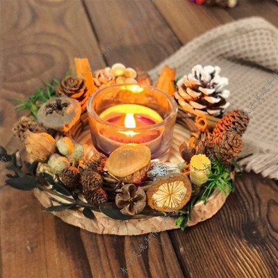 Pinecone Christmas Advent Wreath Candle Holder Gift 耶诞烛台