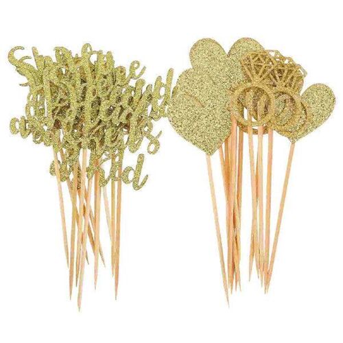 24pcs Asked She Said Yes Cupcake Toppers Glitter Ring Heart