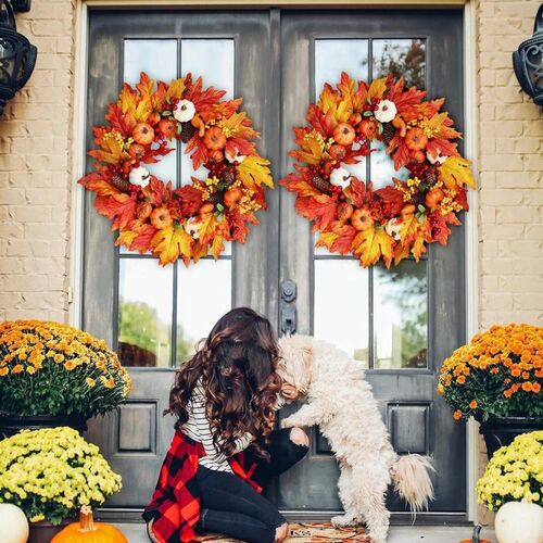 Autumn Door Wreath Christmas Halloween Decoration Pumpkin Be