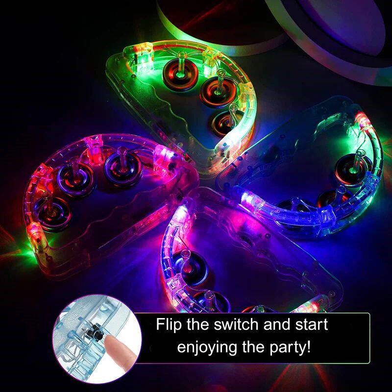 12-48Pcs Light Up Tambourines For Adults LED Noisemaker Mini - 实物图