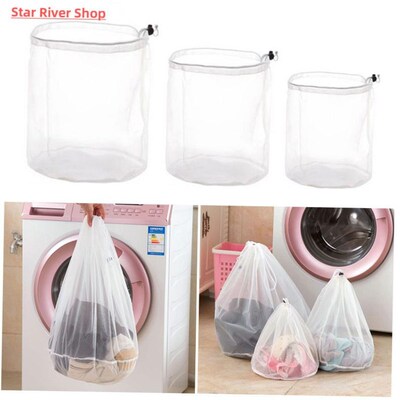 Drawstring Mesh Laundry Bag Nylon Washing Net Bag For Underw