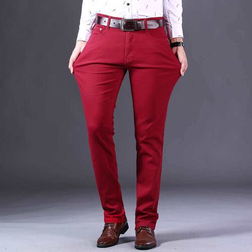 Spring Stetch Youth Jeans Mens Straight tendy Slim-fit Wine