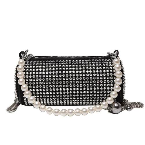 New tendy fashion hand-held cylinder bag full of diamonds un