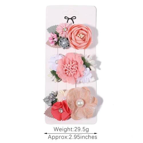 3Pcs/Set Artificial Flower Hair Clip For Kids Girls Hairpins