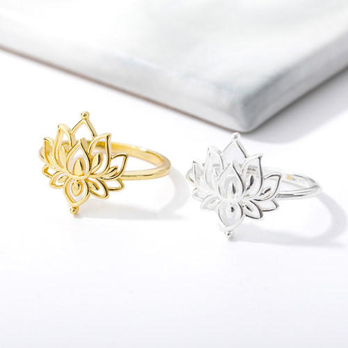 Vintage Lotus Rings for Women Girls Cuff Ring Promise ring S