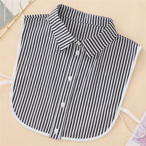 Solid Color Pinstripe White Edging Fake Collar Decorative Co