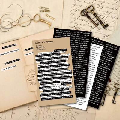 406pcs/lot Vintage Black White Words Phrase ers Pack Junk Jo