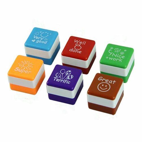 6pcs Cute Kid Encourage Stamp English Teacher Comment Stampe