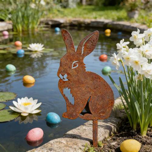 Easter Bunny Metal Art Decor Garden Flower pots Lawn Rabbit
