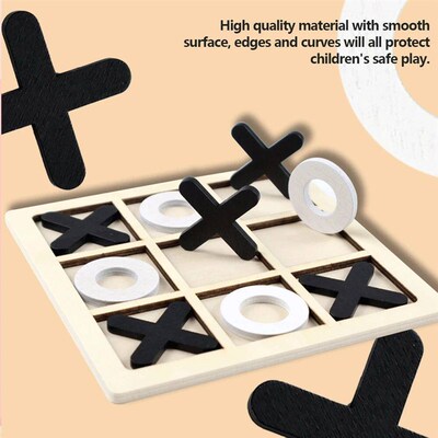 Wooden XO Tic Tac Toe Game Mini Chess Board Interaction Puzz
