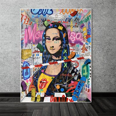 Graffiti Art  Mona Lisa Modern Paintings on the Wall Art Pos