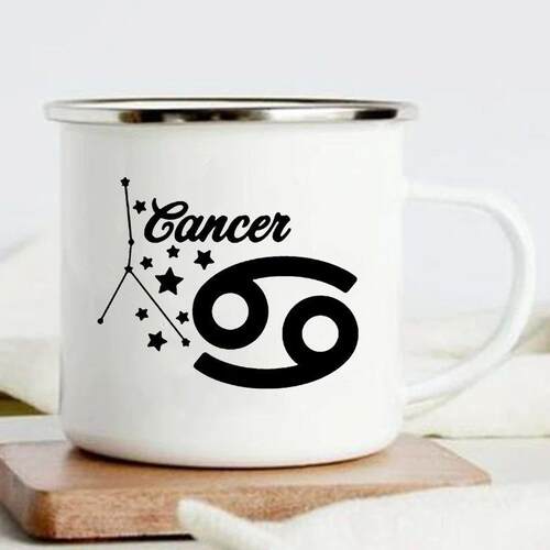 Twelve Constellations Print Enamel Mug Creative Coffee Tea W