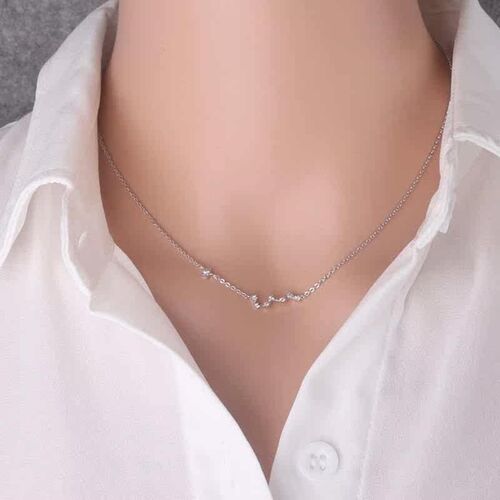 Lightning heart rate chart clavicle chain simple zircon shor