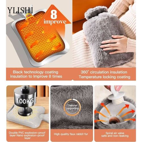 Hot Water Bag with Cover 2L Hot Water Bottle for Bed Warm Wa