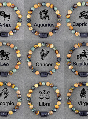 12 Zodiac Sign Bracelet Homme Constellation Bangles Men