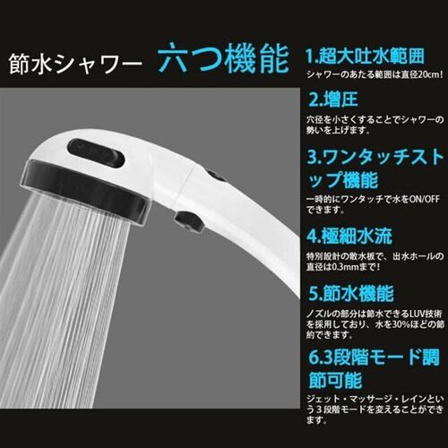 Pressurized Bath Shower Head High Pressure Jetting 3 Modes A