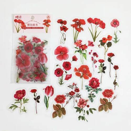 40 Pieces /Pack Colorful Summer Flower and Plants Diary DIY