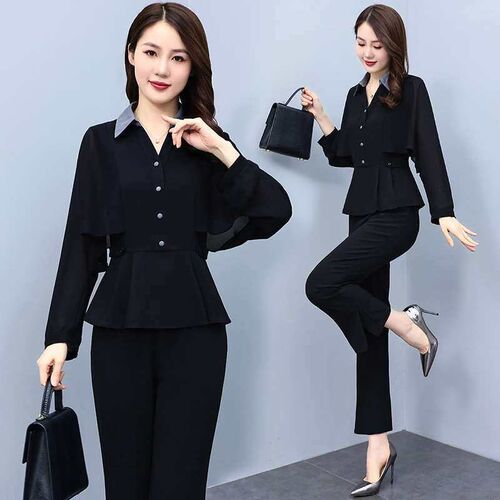 Large size womens suit autumn new fashion temperament chiff