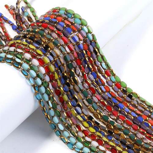 1 Strand 4x7mm Oval Crystal Beads Colored Rice Shape Loose S