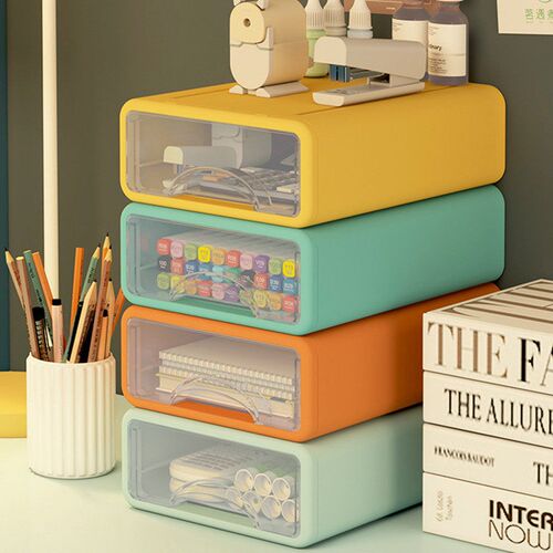 Plastic Desktop Storage Organizer with Drawers Multi-layer O