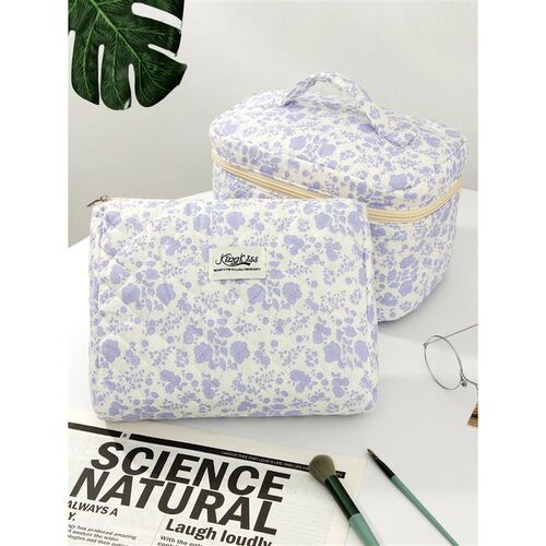 1pc/set Foundation Orchid Quilted Makeup Bag, Large Capacity