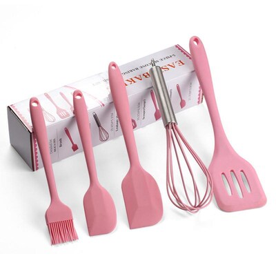 5pcs Silicone Spatula Brush Scraper Kitchen Baking Cooking T