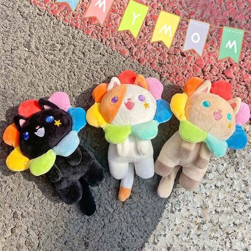 New Sunflower Headgear Plush Cat Pendant Creative Keychain S