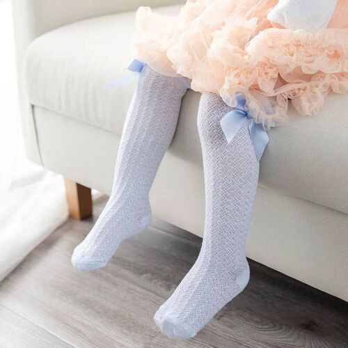 Children Girls Royal Style Bow Knee High Fishnet Socks Baby