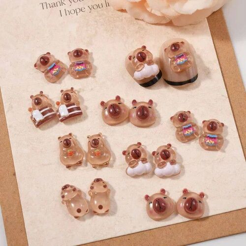 10Pcs Cartoon Manicure Adornment Cute Fun Capybara Capibara