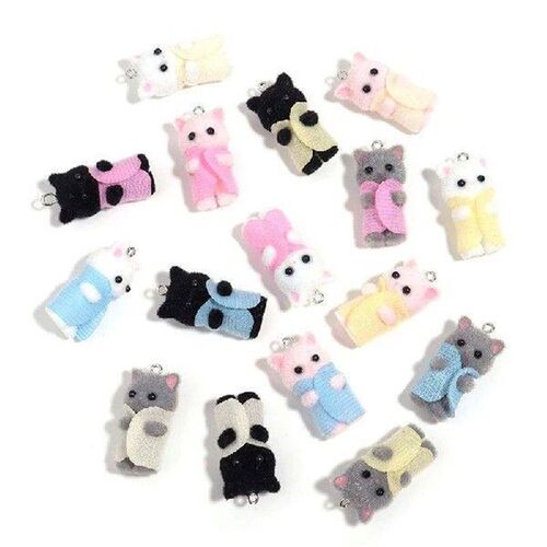 1pc Kawaii 3D Fing Cat Charm Cute Cartoon Cat Ornament