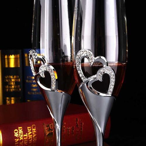 Crystal diamond heart-shaped Champagne Cup Set bubble goblet