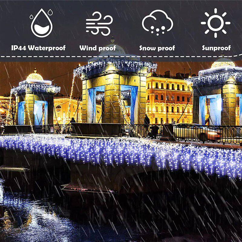 Led Icicle String Lights 4m 20m Sreet Garland On The House 8
