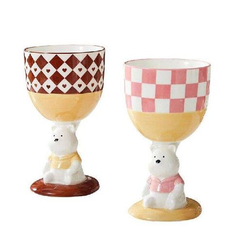 New 1PC Cute Pink Bear Base Drinkware Ceramic Creative