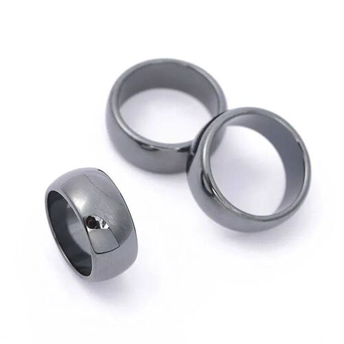 Hematite Ring Natural Stone Flat Arc Plain Non-Magnetic Coup