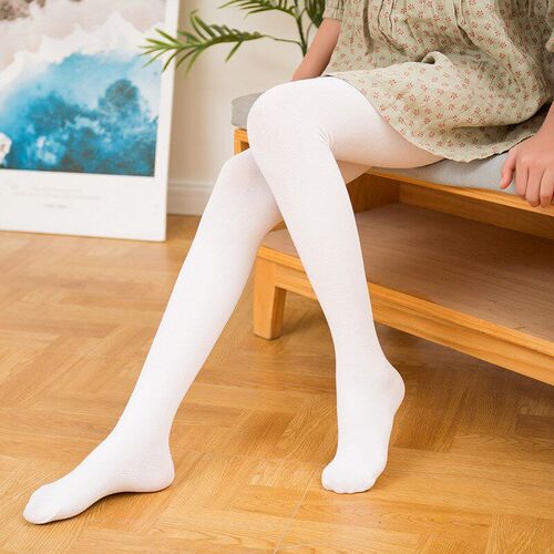 White Dance Tights for Girls Functional Stockings with Massa