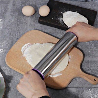 Multicolor 39cm Rolling Pin 304Stainless Steel PVC Round