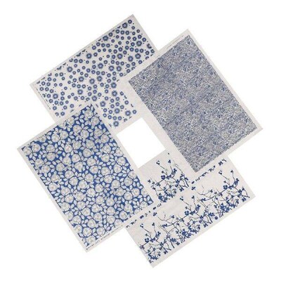 4 Sheets Underglaze Blue and White Stickers Household