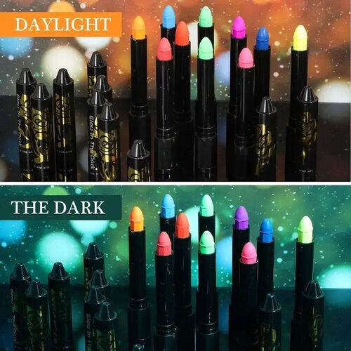 12PCS Fluorescent Paint Glow In The Dark Crayon Body Paint W