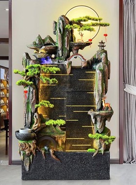 假山水幕循环流水屏风隔断公司酒店会所生财喷泉鱼池景观开业摆件