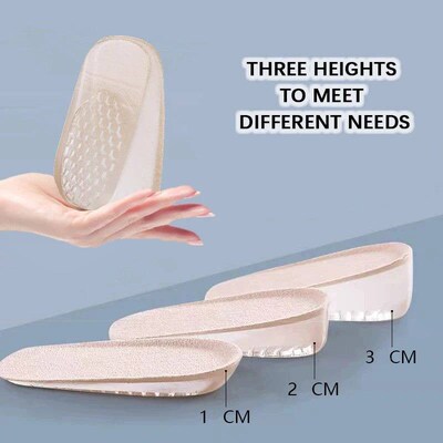 1pairs Height Increase Insoles, Shock Absorption Heel Cushio