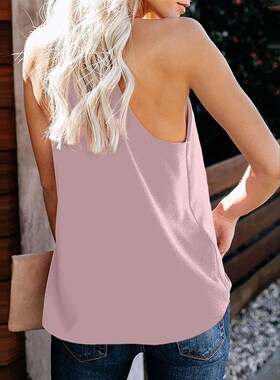 Summer I-shaped vest womens new contrast color V-neck lace