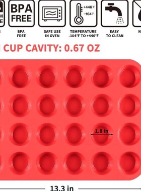 Silicone Muffin Pan Mini 24 Cups Cupcake Pan Baking Nonstick